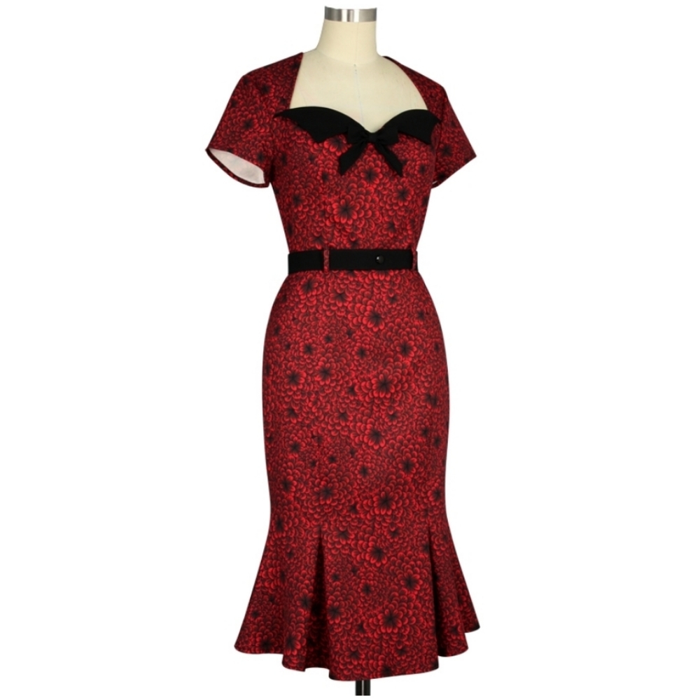 ⚡ Plus Size Fishtail Wiggle Pencil Pin Up Dress - Picture 3 of 5